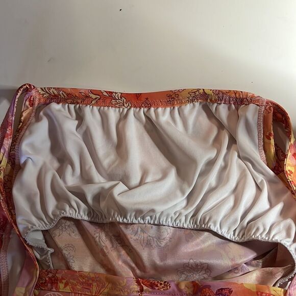 Cw Classics pink & orange bra top sleeveless square neck silky fabric plus size - Picture 8 of 12